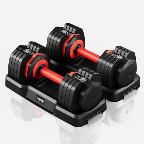 Dripex Hanteln Set, 11kg/24,5kg/41kg Verstellbar Kurzhanteln aus Stahl mit Anti-Rutsch Griff 2-24.5kg mit 5 Gewichtsstufen oder 10 Gewichtsstufen, Schnellen Wechsel