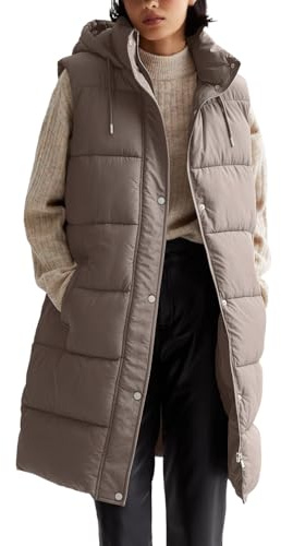 Mymyguoe Chaleco acolchado largo para mujer, tallas grandes, chaleco de plumón, chaleco largo, chaqueta acolchada, ligera, tallas grandes, chaqueta de invierno, otoño e invierno, sin mangas, chaleco