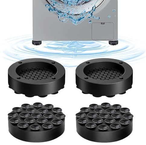 Diyxisk Schwingungsdämpfer, 4 Stücke Universal Vibrationsdämpfer, Rutschfest Waschmaschinen Antivibrationsmatte, zur Stabilisierung von Waschmaschinen und Trocknern (Schwarz)