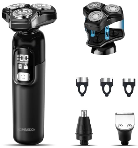 Rasoio elettrico da uomo, rasoi elettrici magnetici per il viso, rasoi elettrici da uomo a secco bagnato per rasatura del viso, rasoio rotante multifunzione ricaricabile USB-C con basette per naso