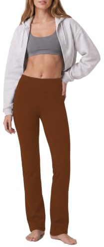 SAFORT Damen Yogahosen Gerade Geschnittene Für Yoga Jogginghose, 4 Hosentaschen Freizeithose, 160cm -182 cm, Braun, XL