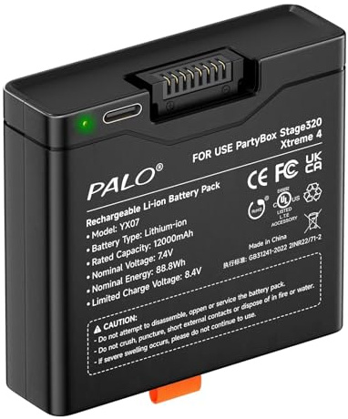 Palogreen 12000mAh Akku 400 für JBL Partybox Stage 320, JBL Xtreme 4-7,4V Hochleistungs-Lithium-Akku mit typ-c Eingang