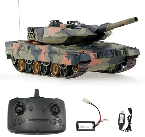 1:24 German Leopard 2 RC Tank, Henglong 2.4Ghz Remote Control Tank for Adults Model Toy (Original Version)