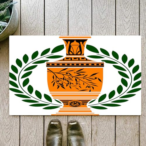 OHJEAJDS Tapis 60x100cm,Super Absorbant Sèche Rapide,Tapis de Bain pour Portes de Salle de Bain,Salon,Toga Party, Ancien Vase Grec Antique à Motif de rameau d'olivier,