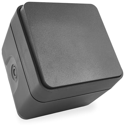 EMOS Cyklone - Outdoor-Wechselschalter/Wandschalter/Lichtschalter wasserdicht IP55 - Innen/Außen/Feuchtraum - Aufputz - Grau/Anthrazit