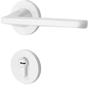 1 ensemble de serrure de porte intérieure silencieuse en alliage d'aluminium blanc, poignée de porte de chambre à coucher avec clé(D_58MM)