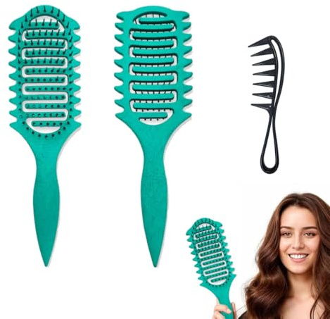 Haarbürste ohne Ziepen, Lockenbürste, Entwirrungsbürste & Detangler Brush für Damen, Herren & Kinder, Locken definierende Bürste für Locken, nasses, feines & langes Haar, Haarbürste (Grün)