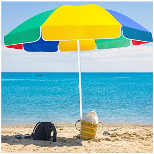 ApuaVireo&Co Parasol de Plage Rond de 220 cm (7 Pieds) avec 8 Baleines, imperméable et Coupe-Vent.