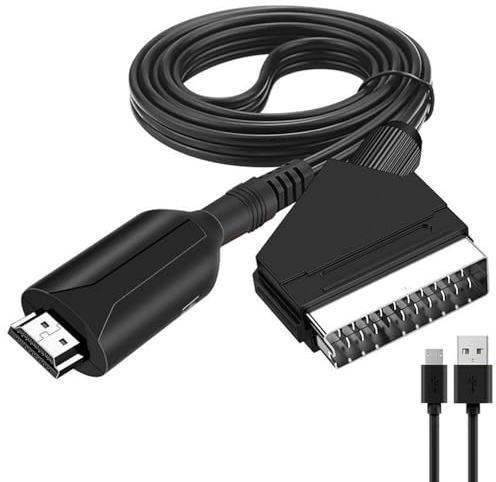 ISTUSHEWILL Convertidor euroconector a HDMI con cable de alimentación USB, Full HD 720P/1080P, convertidor de audio y vídeo para monitor HDTV