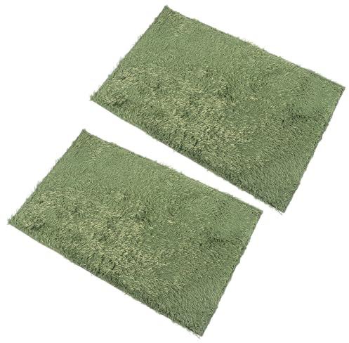Lurrose 2 pièces Tapis Reptile Habitat Mousse Imitation Mousse Naturelle Lot de Coussinets pour Tortues et Amphibiens Substrat Respirant et Découpable pour Terrarium