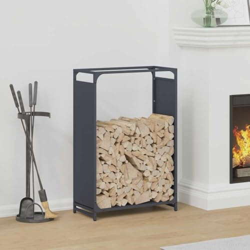 Holzstapelhilfe Holzunterstand, Brennholzregal Anthrazit 60x28x90 cm Kaltgewalzter Stahl für Terrasse, Grillplatz im Freien, Lagerfeuer