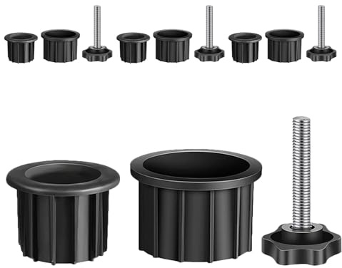 DIYEAH Bouchons de Base de Parasol Noirs 12 Pièces avec Vis M8 Inserts Cache-Trou pour Pied de Parasol D’Extérieur Accessoires de Remplacement Compatibles Terrasse et Jardin