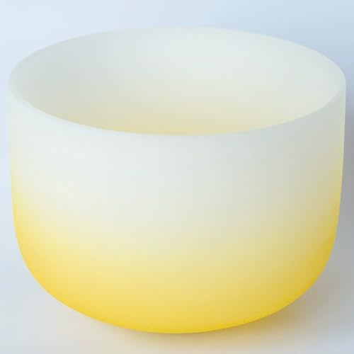 432Hz 8 tums färgad kvarts chakrakristall klangskål med klubba O-ring, for balans chakrafrigöringstryck(Yellow,E note)