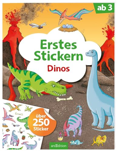 Erstes Stickern – Dinos: Über 250 Sticker | Erstes Stickerheft für Kindergartenkinder ab 3 Jahren