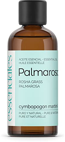 ESSENCIALES Aceite Esencial de Palmarosa 100 ml – 100% Puro y Natural – Aroma Natural – Ideal para Difusor, Cosmética DIY y Aromaterapia