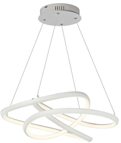 ET2 E30644-MW Twisted Aluminum Arch LED Pendant Ceiling Lighting, 1-Light 52 Watt, 10 H x 25 W x 25 L, Matte White