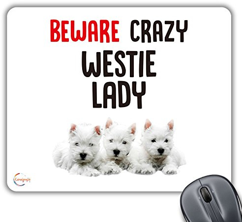 Coralgraph Inc CP503 Beware Crazy Westie Lady Novelty Gift Printed PC Laptop Computer Mouse Mat Pad