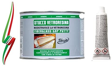 SIGILL Stucco VETRORESINA BICOMPONENTE 500ml per Riparare E RICOSTRUIRE Italy