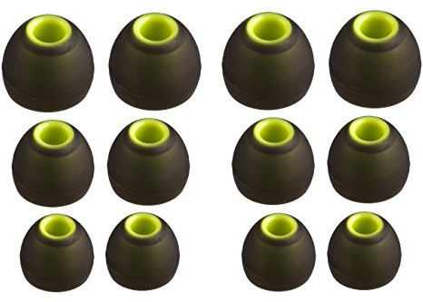 Xcessor (S/M/L) 6 Pairs (12 Pieces) of Silicone Replacement In Ear Earphone S/M/L Size Earbuds. Replacement Ear Tips for Popular In-Ear Headphones. Black/Green
