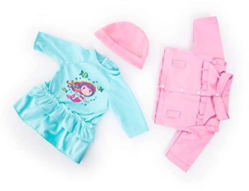Bayer Design Puppenkleidung, mehrteilige Puppenanziehsachen, Puppenzubehör | für 33 - 38 cm Puppen geeignet, blau, rosa, mit Meerjungfrau-Motiv