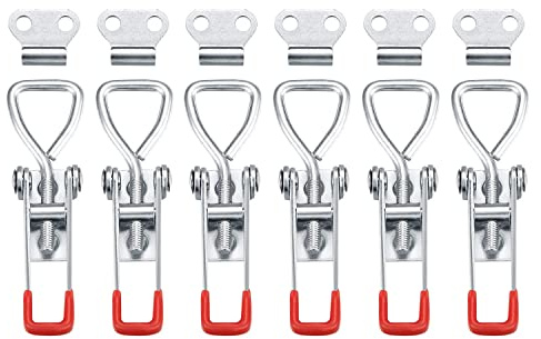 6 PCS Toggle Clamp Latches, Adjustable Cabinet Clasp Lock, Metal Toggle Clamp Latch Hasp Heavy Duty 100KG/220lbs Holding Capacity, Small Size