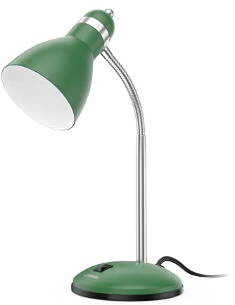 LEPOWER Metall-Schreibtischlampe mit Verstellbare Schwanenhals Tischlampe | Augenschutzlampe, Tischlampe mit Kabel, Ideal für Büro, Schlafzimmer, Arbeitszimmer, Schlafzimmer, Lesen, Schulstart (Grün)