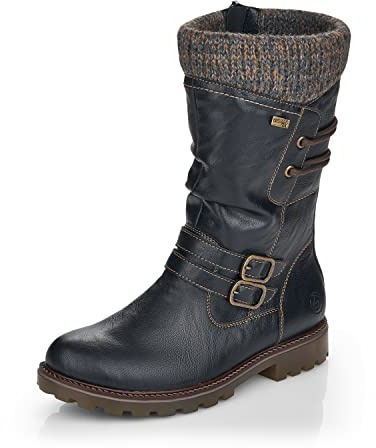 Remonte Femme Bottines D8478, Dame Bottes d'hiver,Semelle intérieure Amovible, TEX,Chaussures d'extérieur,Schwarz Kombi,37 EU / 4 EU