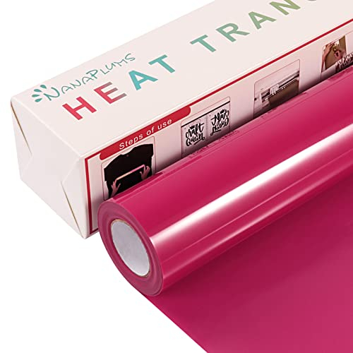 NANAPLUMS Plotterfolie Textil, 30.5cm×4m Flexfolie Plotter Textil, Bügelfolie für Textilien Transferfolie zum Aufbügeln für DIY T-Shirt, Stoffe(Rosenrot)