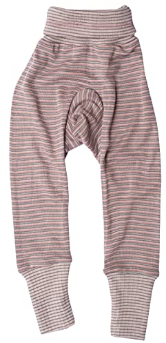 Cosilana, Baby Nabelbundhose/Hose, 70% Wolle, 30% Seide (Rosa/Grau/Natur, 86-92)