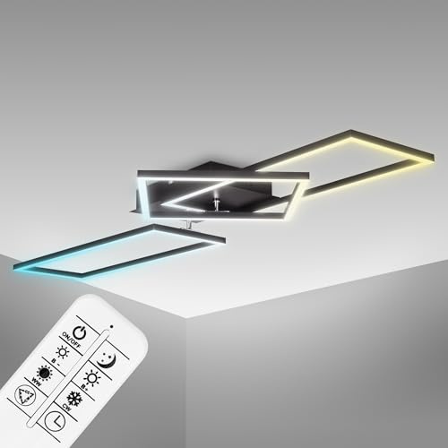 B.K.Licht - LED Deckenlampe mit Fernbedienung, schwenkbar, einstellbar warmweiß bis kaltweiß, Deckenleuchte, LED Lampe, Wohnzimmerlampe, Schlafzimmerlampe, Küchenlampe, 92,8x26x9,5 cm, Schwarz