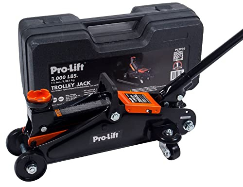Pro-Lift Hydraulic 1.5 Ton Trolley Jack Car Lift with Blow Molded Storage Case - 3000 LBS Capacity Orange