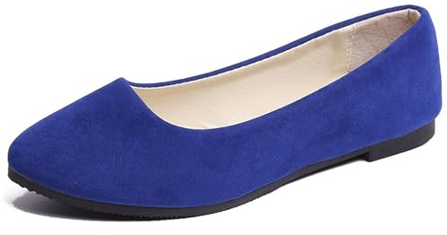 Hwalleum Women's Ballet Flats, Womens Simple Casual Flat Shoes Solid Color Pumps Ladies Girls Dolly Ballet Ballerina Work Smart Office Formal Comfort Pointed Toe Slip On Flats Shoes