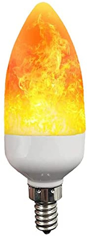 MUPOO Flame Effect Light Bulb,E14/E12 3W Flickering Light Bulbs, 3 Modes Candle Candelabra Fire Light Bulbs,for Home Garden Christmas Party Decoration (1PC E14