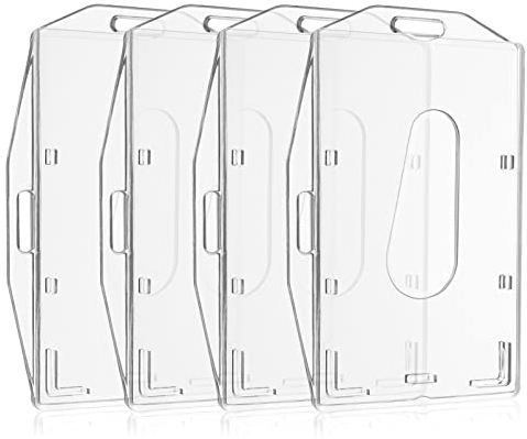 Vicloon Ausweishüllen, 4 Stück Transparente Kartenhalter mit Daumenausschub, Horizontaler und Vertikaler Dual-Use, Ausweishalter Hartplastik Schutzhülle