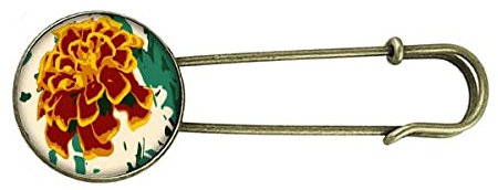 Messicano crisantemo pavone retrò metallo spilla pin clip gioielli, Medio