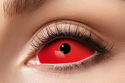 Zoelibat Eyecatcher - Sclera Kontaktlinse Red Eye mit Sehstärke, 1 Stück 6-Monatslinse weich, Sehhilfe, farbige Linse für Halloween und Karneval
