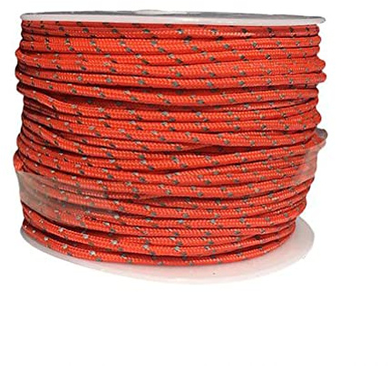 YOUGLE 50m/160ft 2.5mm 3 Strands Paracord Rope 280LB Reflective Paracord Parachute Cord Tent Guy Fishing Line Clothesline (Reddish Orange, 160FT)