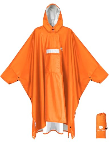 Anyoo Lätt, vattentät, återanvändbar och ventilerad poncho med huva, perfekt för utomhusbruk, en storlek, One size