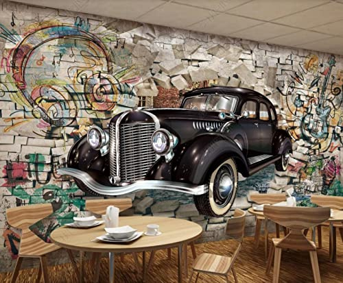 Papel Pintado 3D Pared De Ladrillo De Coche Retro Papel Tapiz Mural 3D Fotomurales Decorativos Dormitorio S-21485 350X250CM