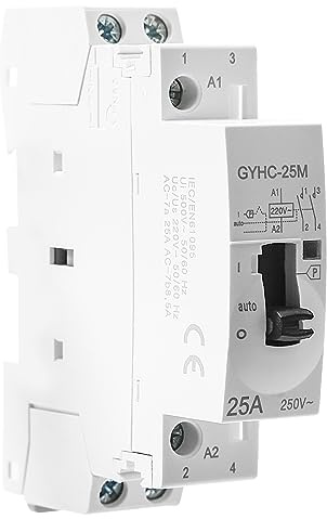 Contacteur 220V 2P Contacteur AC Domestique Contacteur Jour Nuit 25A 2NO | Contacteur AC modulaire domestique Rail DIN Contacteur Automatique Manuel, Télécommande, Éclairage, Chauffage, Ventilation