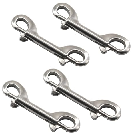 76 mm Doppelend-Karabinerhaken, robuster 304 Edelstahl, Kettenclip für Hundekette, Schlüsselanhänger, Hängematte (4 Stück)