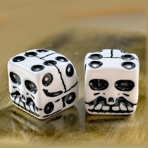 BESCON DICE Set 6 pezzi di dadi a forma di teschio a 6 facce, dadi teschio bianchi per feste di Halloween, dadi scheletrici novità per feste club bar, set da 6 pezzi