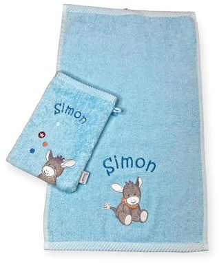 Kinderhandtuch und Waschlappen Set Sterntaler mit Namen personalisierbar