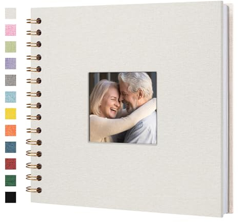 Yopih Fotobuch Scrapbook mit Leineneinband, 20 x 20 Cm Hardcover mit weißem Kraftpapier-Seiten, für Reisen Hochzeit Gästebuch Weihnachten Baby Shower (20 Blätter/40 Seiten)