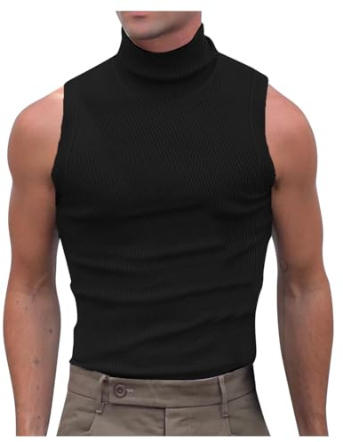 ZDSUHYIW Sportunterhemden Herren Rollkragen Ärmelloses Muskelshirt Gym Sport Stringer Baggy Workout Tanktops Bodybuilding Fitness Achselshirts Sommer Strand Unterhemden