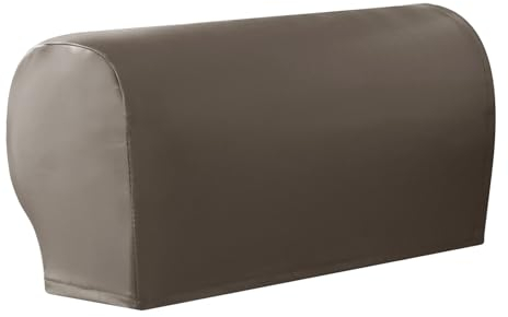 CZADMXP Elastische Sofa Armlehnenbezüge, Leder Couch Armkappen Armlehnenbezug, Verstellbar rutschfest Armlehnenschoner Für Stühle Sessel Sofa Couch (Taupe,4er Set)