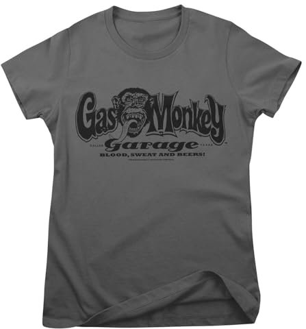 Gas Monkey Garage Offizielles Lizenzprodukt Logo Frauen T-Shirt (Dunkelgrau), XX-Large