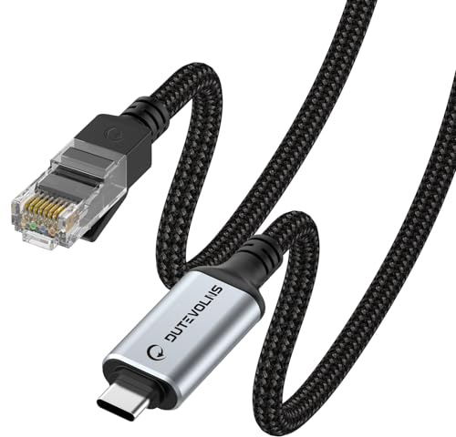 Câble Ethernet USB-C vers RJ45 3M, Câble Réseau à USBC Gigabit en Nylon | Thunderbolt 3/4 Compatible, Connexion Directe 1000Mbps, pour MacBook Pro, iPad Pro, Smartphone, Ordinateur Portable et PC
