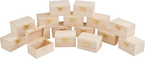 VBS XXL Holztruhe, 16 Stück, ca. B 8,2 x T 5,7 x H 5 cm, DIY Basteln, Dekoration, Aufbewahrungsbox, Schmuckkästchen