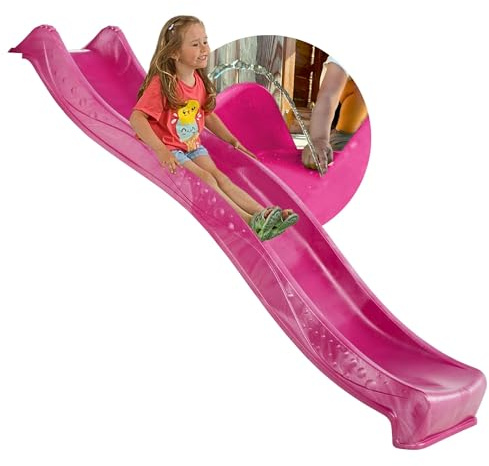 SPIELTURMKING Kinder Rutsche 2,30 m Outdoor Garten Spielgeräte, Pink | Stabile Wasserrutsche für Kinder, Alternative zu Indoor Spielgeräten, Wellenrutsche für Podesthöhe 1,25 m